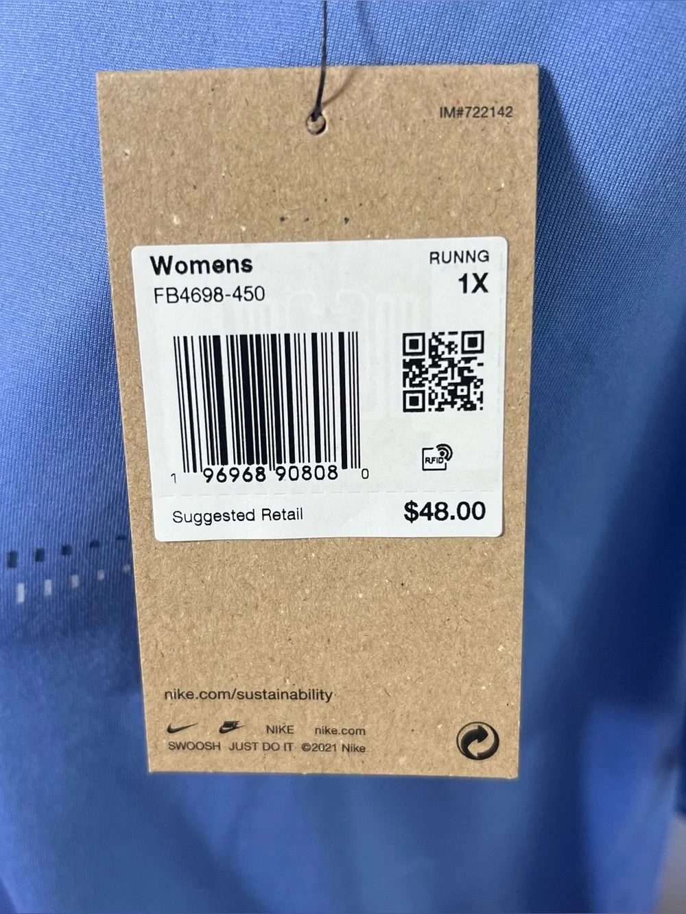 Nike Women's Periwinkle Blue Short Sleeve Dri-FIT Running Tee Standard Fit Sz 1X